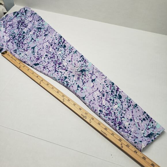 Athletic Works Leggings Girls XL 14-16 Purple Multicolor Paint Splatter Active - Picture 6 of 14